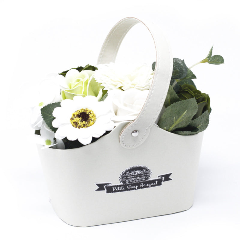 Sápublómkarfa - Hvít og Græn / Soap Flower Petite Basket - Pastel Green