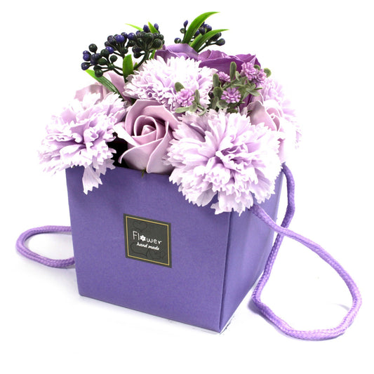 Sápublómvöndur - Lavender Rósir og Nellikur / Soap Flower Bouquet - Lavender Rose & Carnation