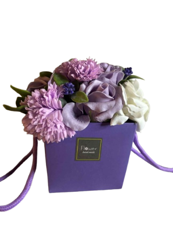 Sápublómvöndur - Lavender Rósir og Nellikur / Soap Flower Bouquet - Lavender Rose & Carnation