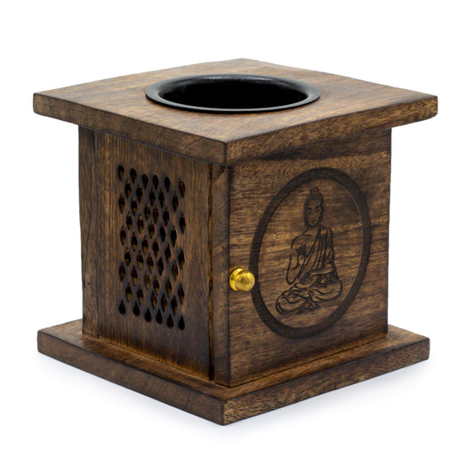 Buddha Mango Wood Oil Burner - Buddha Aromadegill